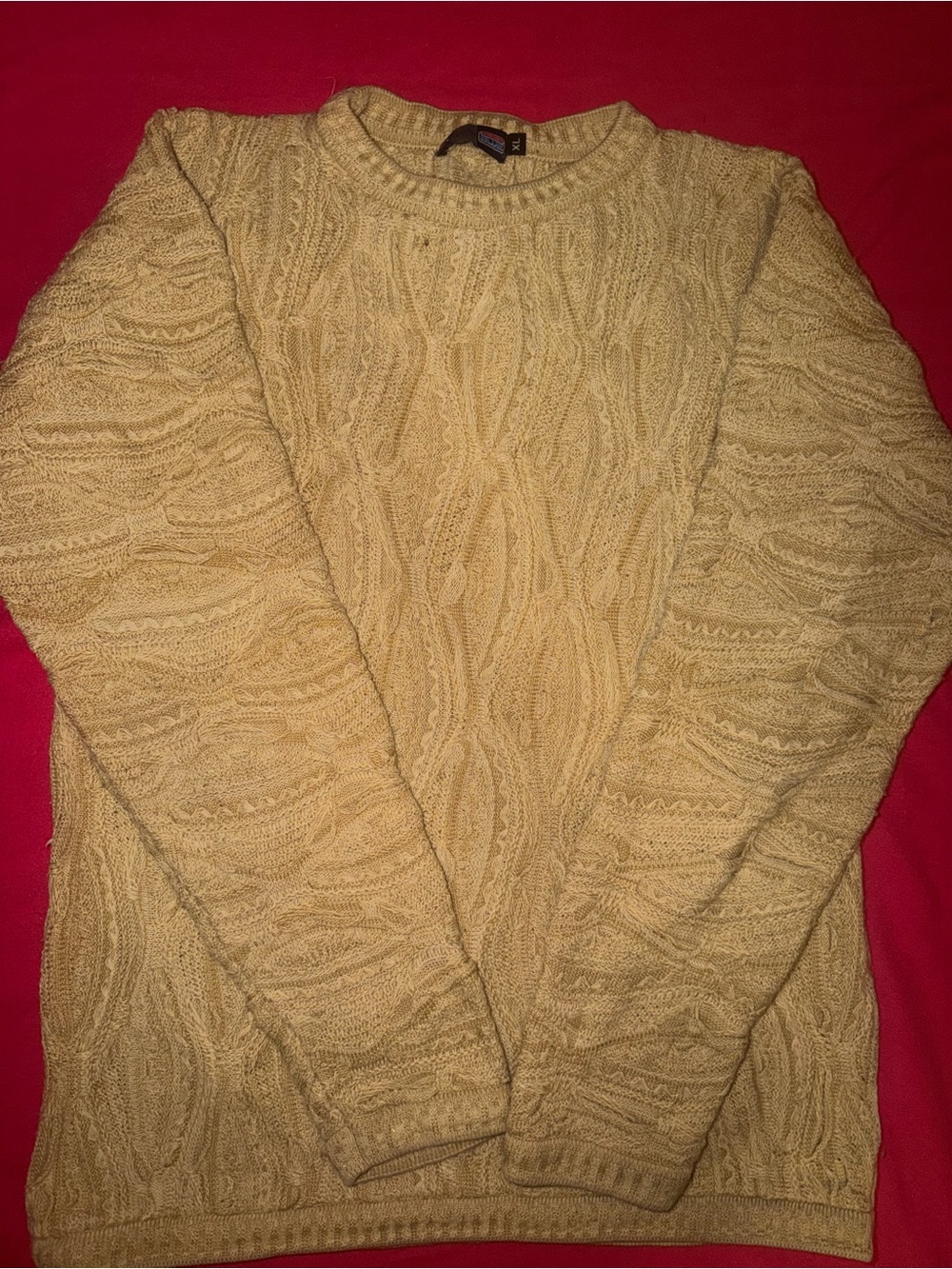Men's COOGI VINTAGE Cable Knit Crewneck Sweater - Cream